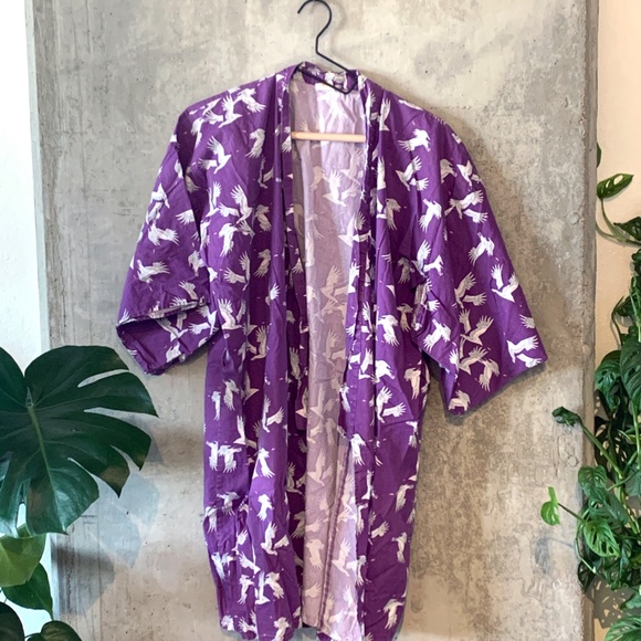 Vintage Jackets & Blazers - Vintage Purple Swan Kimono (S)